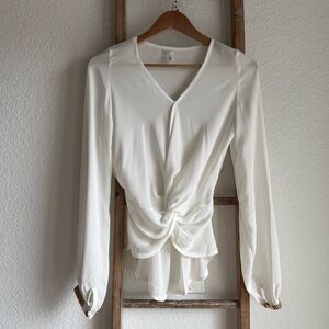 Caramelo Twist Front Embellished Sleeve Tunic Blouse Sz: 4